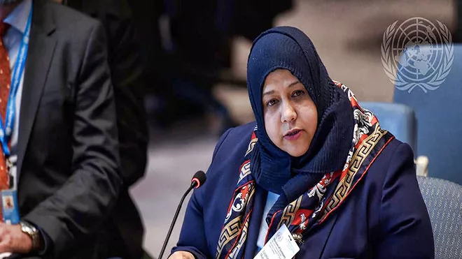 منى لقمان تقدم إحاطة أمام مجلس الأمن في عام 2019